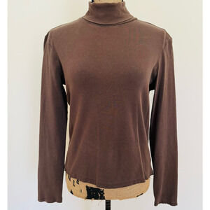 GAP Stretch Womens Brown Cotton Turtleneck Size Medium